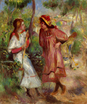 Pierre-Auguste Renoir Two Girls in the Garden at Montmartre, 1895 oil painting reproduction