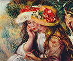 Pierre-Auguste Renoir Two Little Girls Reading in the Garden oil painting reproduction