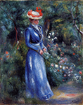 Pierre-Auguste Renoir Woman in a Blue Dress, Standing in the Garden of Saint-Cloud, 1899 oil painting reproduction