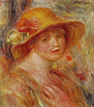 Pierre-Auguste Renoir Woman in a Straw Hat, 1916-18 oil painting reproduction