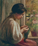 Pierre-Auguste Renoir Woman Sewing by the Window, 1908 oil painting reproduction