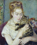 Pierre-Auguste Renoir Woman with a Cat, 1875 oil painting reproduction