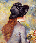 Pierre-Auguste Renoir Young Girl Holding at Bouquet of Tulips, 1878 oil painting reproduction