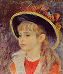 Pierre-Auguste Renoir Young Girl in a Blue Hat, 1881 oil painting reproduction
