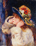 Pierre-Auguste Renoir Young Girl in a Hat Decorated with Wildflowers, 1880 oil painting reproduction