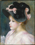 Pierre-Auguste Renoir Young Girl in a Pink-and-Black Hat, 1890s oil painting reproduction