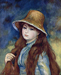 Pierre-Auguste Renoir Young Girl in a Straw Hat, 1884 oil painting reproduction