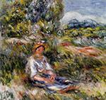 Pierre-Auguste Renoir Young Girl Seated in a Meadow, 1916 oil painting reproduction