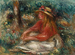 Pierre-Auguste Renoir Young Girl Sitting on the Grass oil painting reproduction