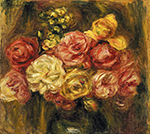 Pierre-Auguste Renoir Bouquet of Roses in a Green Vase oil painting reproduction