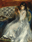 Pierre-Auguste Renoir Young Woman in White Reading, 1873 oil painting reproduction