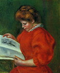 Pierre-Auguste Renoir Young Woman Looking at a Print, 1896 oil painting reproduction