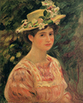 Pierre-Auguste Renoir Young Woman Wearing a Hat with Wild Roses, 1896 oil painting reproduction