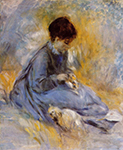 Pierre-Auguste Renoir Young Woman with a Dog - 1876 oil painting reproduction