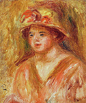 Pierre-Auguste Renoir Bust of a Young Girl in a Straw Hat, 1917 oil painting reproduction