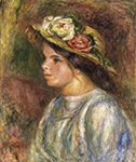 Pierre-Auguste Renoir Bust of Female in Straw Hat, 1914 oil painting reproduction