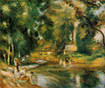 Pierre-Auguste Renoir Essoyes Landscape - Washerwoman and Bathers, 1800 oil painting reproduction