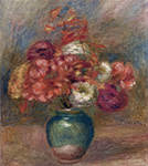 Pierre-Auguste Renoir Flowers in a Green Vase - Dahlias and Asters, 1910 oil painting reproduction