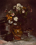 Pierre-Auguste Renoir Flowers in a Vase and a Glass of Champagne oil painting reproduction