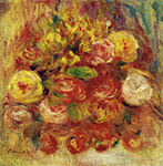 Pierre-Auguste Renoir Flowers in a Vase with Blue Decoration oil painting reproduction