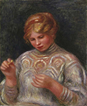 Pierre-Auguste Renoir Girl Tatting, 1906 oil painting reproduction