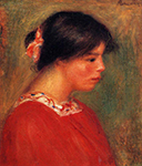 Pierre-Auguste Renoir Head of a Woman in Red - 1909 oil painting reproduction