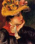 Pierre-Auguste Renoir Head of a Young Woman (also known as Yellow Hat)- 1894 oil painting reproduction