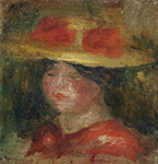 Pierre-Auguste Renoir Head of Woman in Hat oil painting reproduction