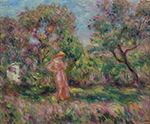 Pierre-Auguste Renoir Landscape with a Woman in Pink oil painting reproduction