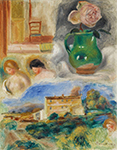 Pierre-Auguste Renoir Landscape with Women`s Heads, 1912 oil painting reproduction