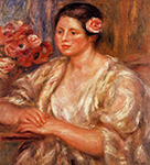 Pierre-Auguste Renoir Madelaine in a White Blouse and a Bouquet of Flowers, 1918 oil painting reproduction