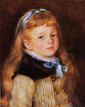 Pierre-Auguste Renoir Mademoiselle Grimprel in a Blue Ribbon - 1880 oil painting reproduction