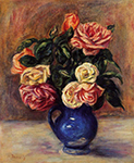 Pierre-Auguste Renoir Roses in a Blue Vase, 1800 oil painting reproduction