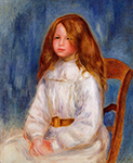 Pierre-Auguste Renoir Seated Little Girl with a Blue Background , 1890 oil painting reproduction