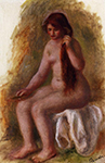 Pierre-Auguste Renoir Seated Nude Combing Her Hair oil painting reproduction