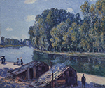 Alfred Sisley Cabins along the Loing Canal, Sunlight Effect, 1896 oil painting reproduction