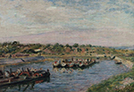 Alfred Sisley Idle Barges on the Loing Canal at Saint-Mammes oil painting reproduction