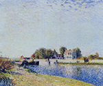 Alfred Sisley The Dam on the Loing - Barges, 1885 oil painting reproduction