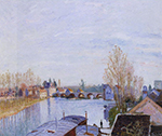 Alfred Sisley The Loing at Moret, the Laundry Boat oil painting reproduction