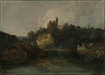 J.M.W. Turner A Castle on a Wooded Bank beside a River; A Church Spire to the Right, 1798-99 oil painting reproduction