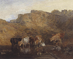 J.M.W. Turner The Quiet Ruin, Cattle in Water, A Sketch, Evening, 1809 oil painting reproduction