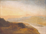 J.M.W. Turner Valley with a Distant Bridge and Tower, 1825 oil painting reproduction