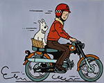 Tintin Biking painting for sale