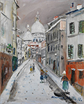 Maurice Utrillo Paris Street, View on Sacre-Coeur oil painting reproduction