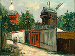 Maurice Utrillo Le Moulin de la Galette and Sacre-Coeur oil painting reproduction