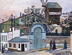 Maurice Utrillo Le Moulin de la Galette, Crossroad of Lepic and Girardon Streets at Montmartre, 1922-24 oil painting reproduction