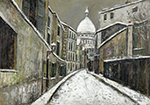 Maurice Utrillo Saint-Rustique Street under Snow, 1944 oil painting reproduction