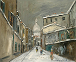 Maurice Utrillo Saint-Rustique Street under Snow, 1950-51 oil painting reproduction