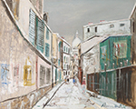 Maurice Utrillo Saint-Rustique Street under Snow oil painting reproduction