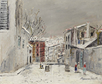Maurice Utrillo The House of Mimi Pinson, the Mont-Cenis Street under Snow, Montmartre, 1952-55 oil painting reproduction